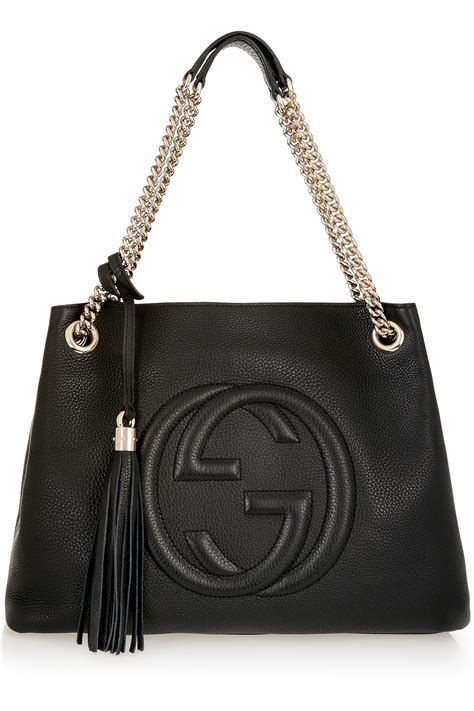 black gucci bag with silver chain|gucci soho chain shoulder bag.